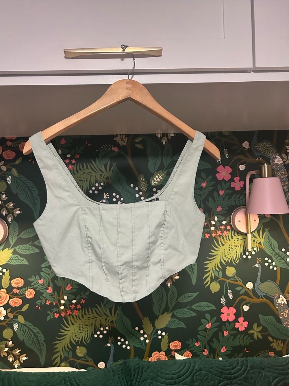 PrettyLittleThing Sage Green Cropped Corset Top